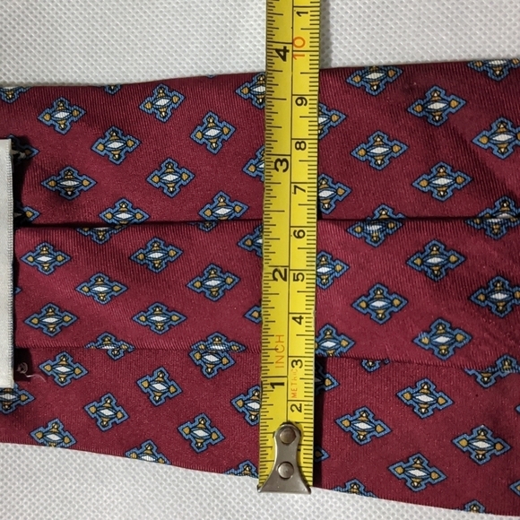 Vintage Monsieur Givenchy Maroon Patterned Silk Neck Tie - Picture 6 of 7